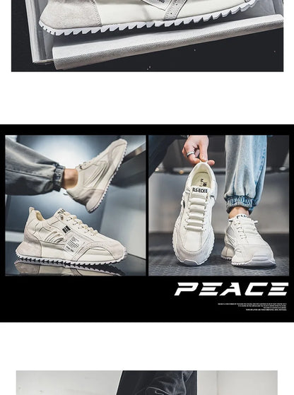 Shoes for Men Casual Sports Four Seasons Moccasins Trend Designed Personality Lace-up Leather Sneakers Comfortable Breathable
