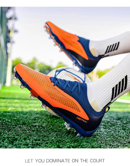 Nuove scarpe da calcio da uomo per esterno con tacchetti, traspiranti, antiscivolo, per adulti, scarpe sportive da calcio con tacchetti lunghi per allenamento, ragazzi e partite, confortevoli