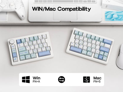 EPOMAKER Split70 QMK/VIA 70% Split Layout Hot-Swap Wired/BT/2.4Ghz Wireless Mechanical Gaming Keyboard with Programmable Knob