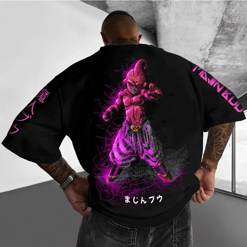 Dragon Ball miesten T-paita Majin Buu -printillä, japanilainen anime, kesä, poikien lasten lyhythihainen oversize parent-child -asu