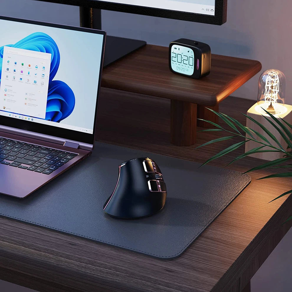Jomaa 2.4G+Bluetooth Vertical Mouse Wireless for Apple Mac Laptop Notebook 9 Buttons Rechargeable Gaming Mouse for PC Ipad