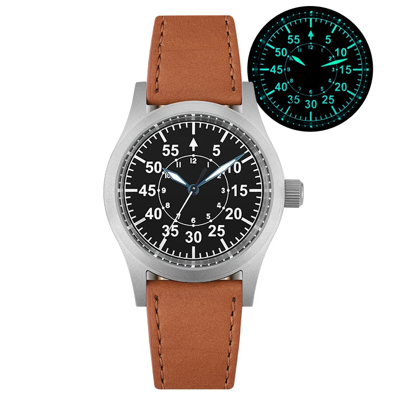 Militado ML05 38mm Vintage Watch VH31 Quartz Movement Field Watches Domed Sapphire Crystal With High Clear AR Coating Wristwatch