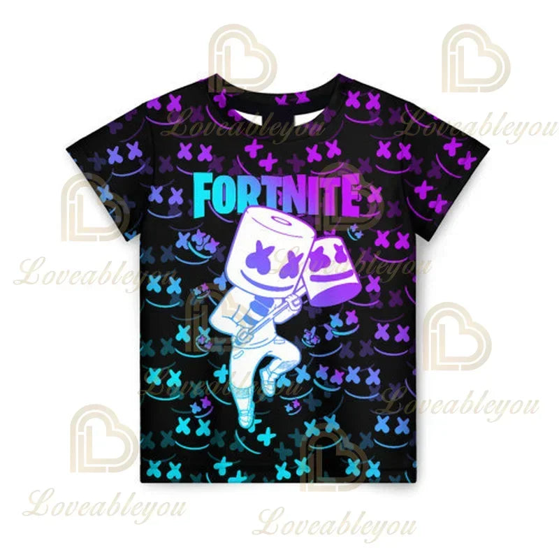 T-shirt Battle Royale 3D Fortnite da uomo e donna, ragazzi e ragazze, top cartoon Victory, abbigliamento teen, bambini, eroe del gioco, magliette e top