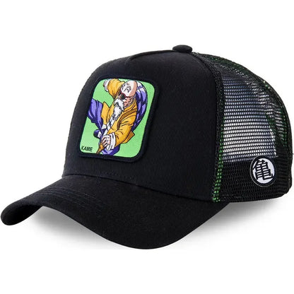 Casquette Dragon Ball Son Goku pour l'été : casquette de voyage à visière, pour homme, brodée, style hip-hop, visière pare-soleil, casquette trucker ajustable en maille