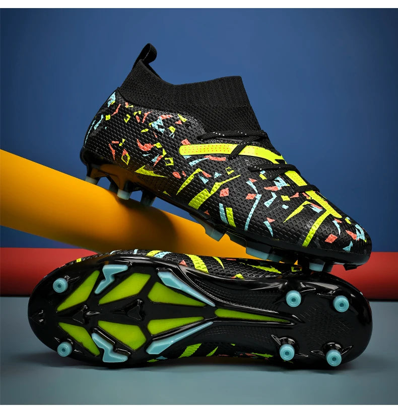 Botas de fútbol LiXingMing para hombre, blancas, profesionales, de caña alta, tacos de fútbol society, calzado de fútbol antideslizante para partido y entrenamiento