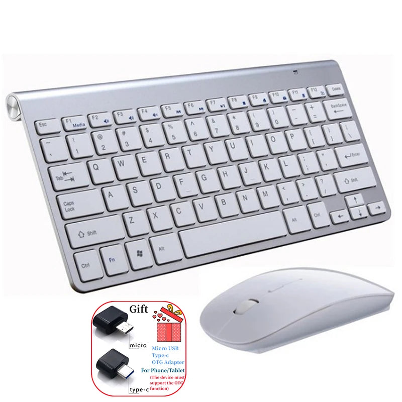 Spanische, hebräische, koreanische und thailändische kabellose Tastatur-Maus-Kombination 2.4G, mini, tragbare kabellose Tastatur und Maus für Windows, Mac und Android