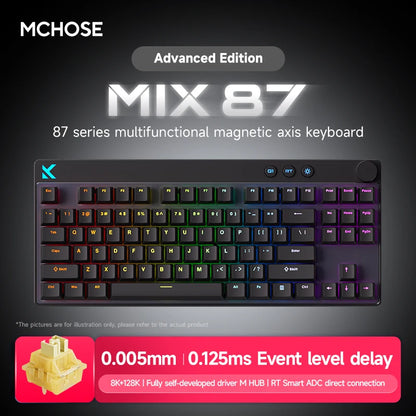 Mchose Mix87 magnetisch toetsenbord, bedraad gamingtoetsenbord, 8K+256K, e-sport, 0,08 ms lage latentie, e-sport, op maat gemaakte gameraccessoires