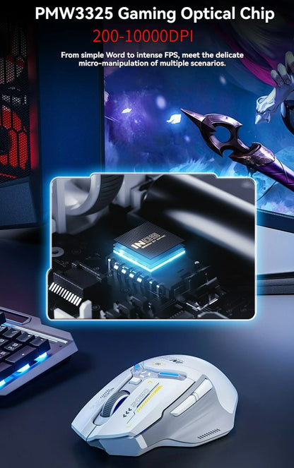 Tri-Mode Connection 10000DPI 2.4G Wireless Bluetooth Gaming Mouse PMW3325 RGB  Light For PC Gaming Laptop and MAC