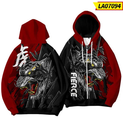 Sudaderas con capucha para hombre y niños, ropa de Año Nuevo chino con estampado 3D de dragón, moda streetwear cool, top con capucha