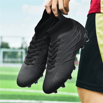 Superfly FG bottes de Football crampons de Football en plein air chaussures noires chaussures de Sport professionnelles souples bottes confortables respirantes grande taille