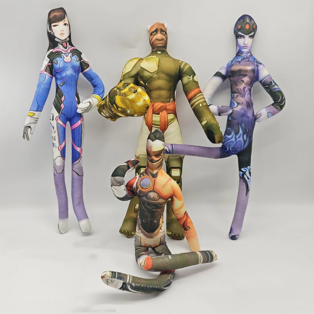 Peluche action figure anime gaming Overwatch D.Va / Doomfist / Genji / Widowmaker da 26cm, corpo flessibile con filo metallico, varie pose