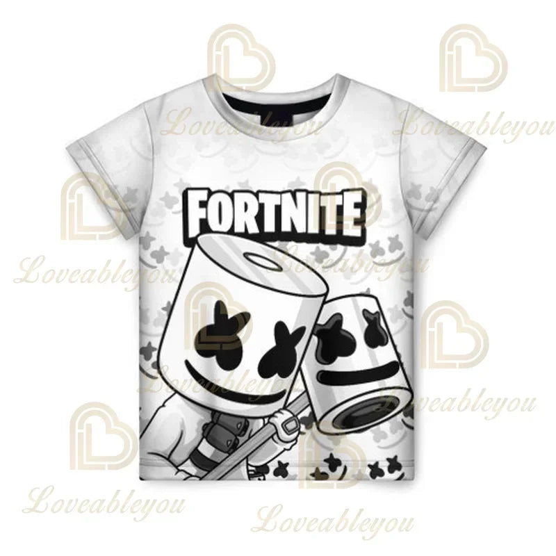 T-shirt Battle Royale 3D Fortnite da uomo e donna, ragazzi e ragazze, top cartoon Victory, abbigliamento teen, bambini, eroe del gioco, magliette e top