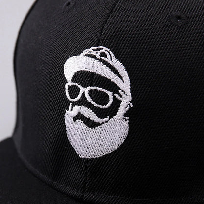 Uncle Beard Baseball Cap, Fashionable Flat-Brim Hip-Hop Hat for Men and Women, Adjustable Size, Suitable for All Seasons, Outdoor Casual Sun Hat, Embroidered Classic Character Design, Street Dance Hat, Suitable for Daily Casu