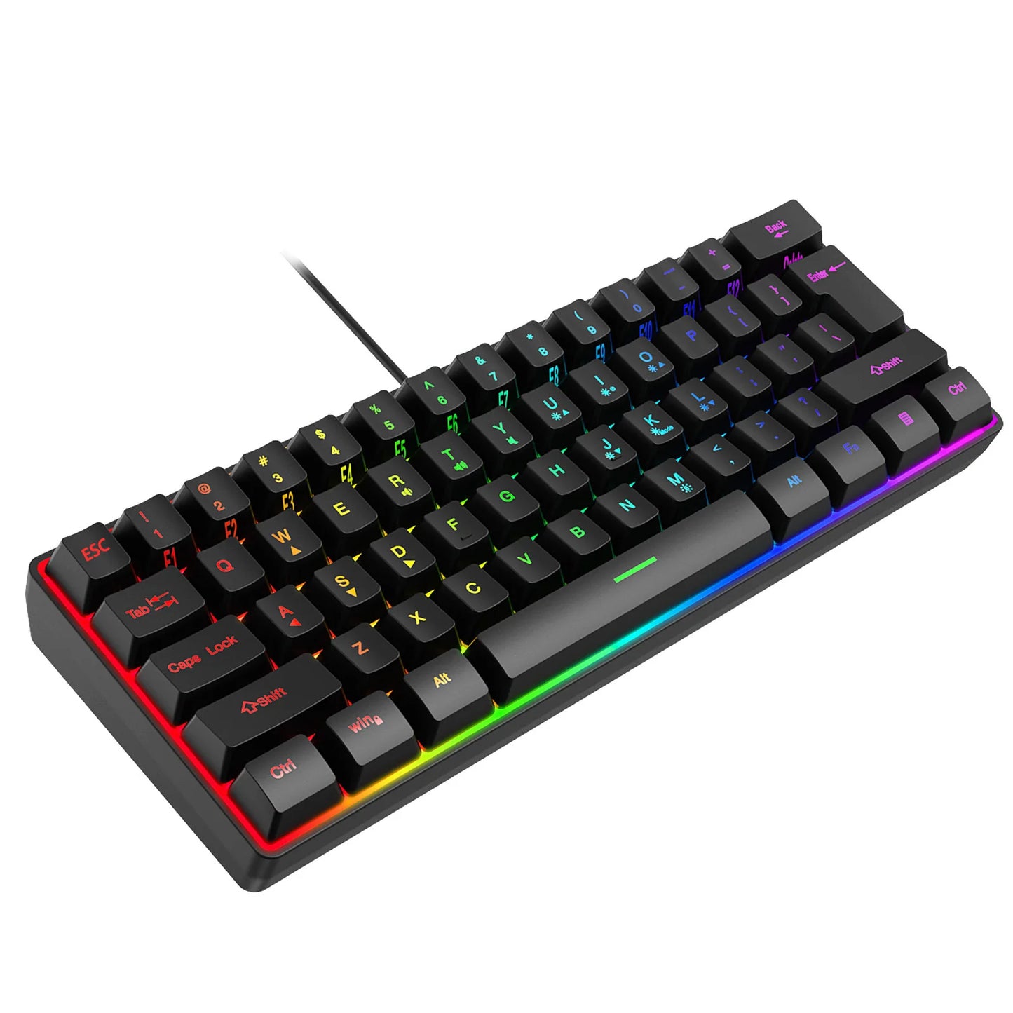 Russian Keyboard English RGB Lighting 61 Keys 60% Layout Gaming Keyboard ISO USB Wired Full Key No Impact K401 For Game Office