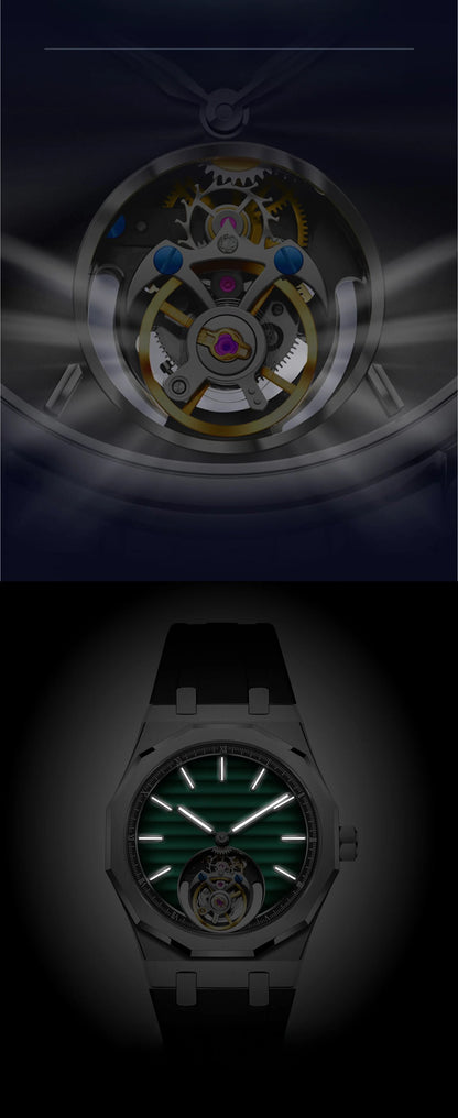 Raymondoya Men's Flying Tourbillon Movement Mechanical Automatic Luxury Watches Wristwatches Skeleton Watch Brand For Men Sapphire