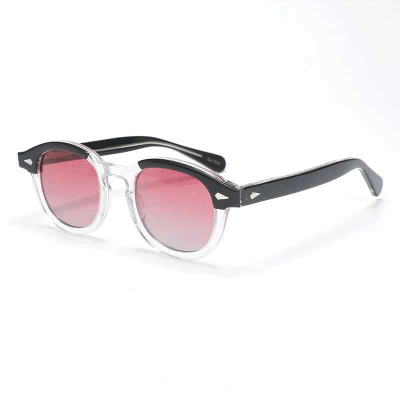 Polariserade solglasögon för män och kvinnor, Johnny Depp-inspirerade solglasögon i Lemtosh-stil, retro, runda, acetatbåge, UV400-glas, Oculos