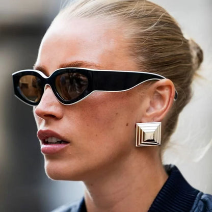 Steampunk Cat Eye Sunglasses Women Men Black-white Frames Trendy Sun Glasses Fashion Retro Vintage Accessories Shades Eyewear