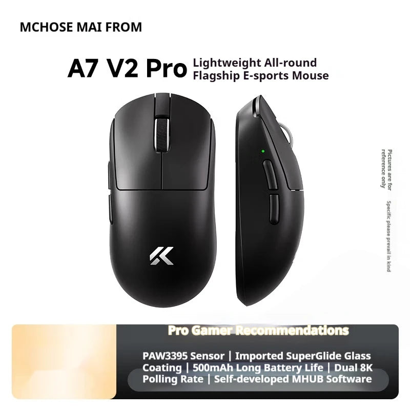 MCHOSE A7 V2 Ultra+ Wireless Mouse Tri-Mode Lightweight Paw3950 Ti 42000dpi 500mah Pc Esports Laptop Gaming Mice Accessories