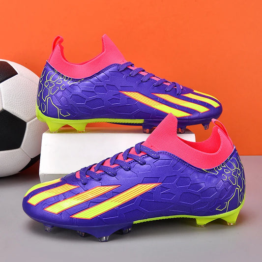 Professional Men's Ankle Football Boots Outdoor Grass Cleats Unisex Soccer Shoes Long Spikes FG Football Shoes Chuteira Society