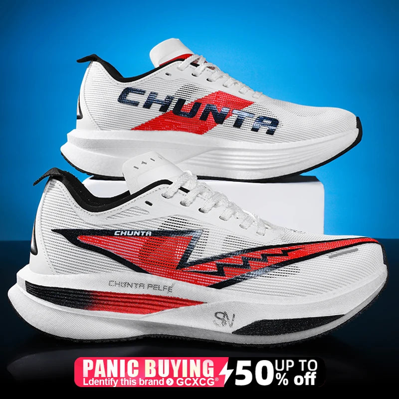 Men Running Shoes Carbon Board Speciality Marathon Sports Breathable Lightweight Women's Comfortable Nonskid Chunta Sneakers