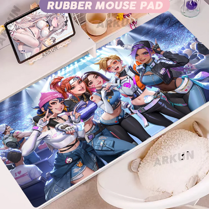 Módní velká FPS 900x400 anime herní podložka s dívkou ve stylu Overwatch pro notebook a kancelář, měkká gumová podložka na stůl, herní podložka pod myš XXL