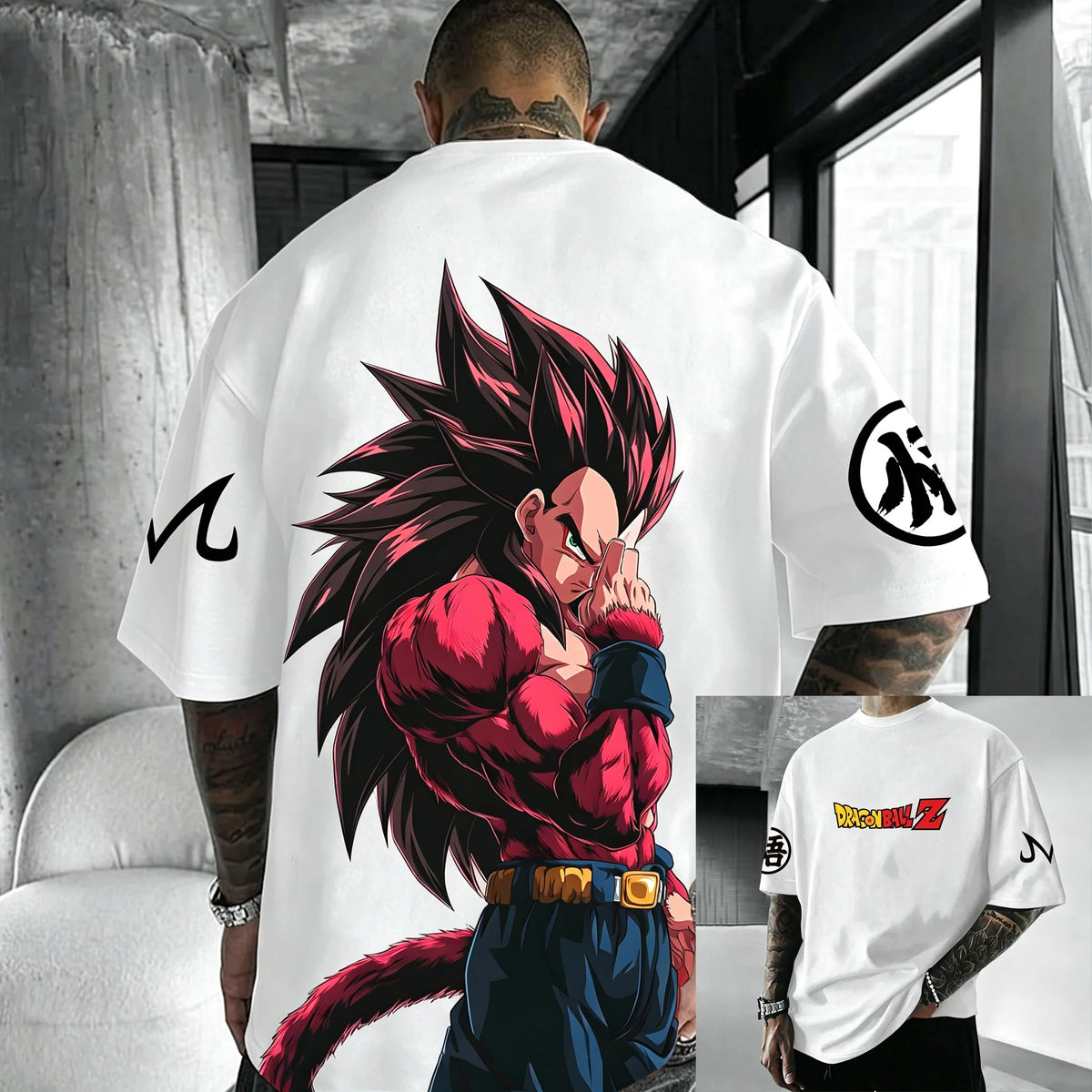 T-shirt en coton à manches courtes imprimé Dragon Ball Z : Son Goku et Vegeta – Vêtements pour hommes et femmes – Style Harajuku, Y2K, vintage, streetwear d'été