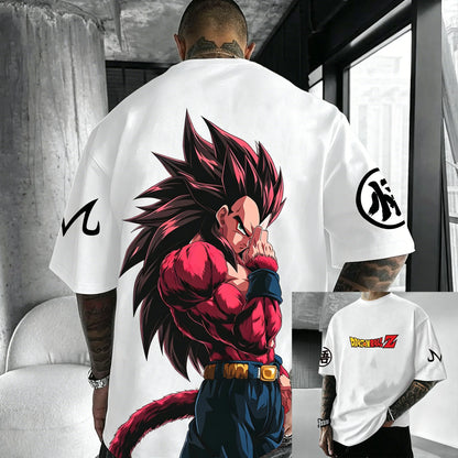 T-shirt en coton à manches courtes imprimé Dragon Ball Z : Son Goku et Vegeta – Vêtements pour hommes et femmes – Style Harajuku, Y2K, vintage, streetwear d'été