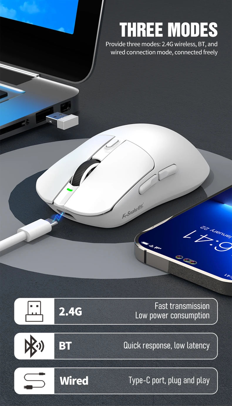 K-Snake X11 Bluetooth wireless mouse three-mode e-sports PAW3311 laptop desktop office game RGB magnetic charging