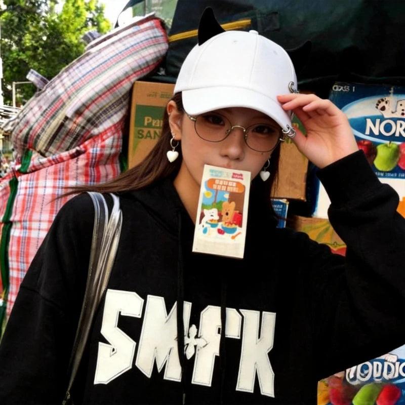 Kovové prsteny, kšiltovka typu „duckbill“, pánské a dámské baseballové čepice, módní hip-hopové čepice, outdoorový streetový styl