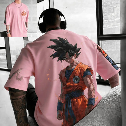 Tricou vintage pentru bărbați cu motiv anime „Goku rănit în bătălia de vară din Dragon Ball”, din bumbac pur, casual, lejer, sportiv, pentru uz zilnic