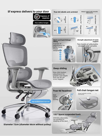 Ergonomic Office Chair Comfortable Long Sitting Home Gaming Computer Recliner Nap Chair Adjustable Height Lumbar Support Swivel