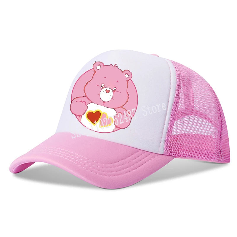 Anime Care Bears baseballová čepice pro dívky a ženy, nová outdoorová sportovní sluneční čepice, letní prodyšná síťovaná sluneční čepice, dětská i dospělá pokrývka hlavy, dárek