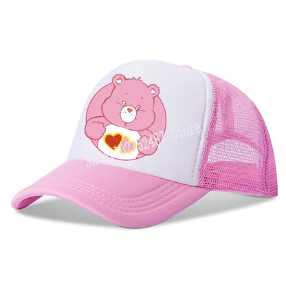 Anime Care Bears baseballová čepice pro dívky a ženy, nová outdoorová sportovní sluneční čepice, letní prodyšná síťovaná sluneční čepice, dětská i dospělá pokrývka hlavy, dárek
