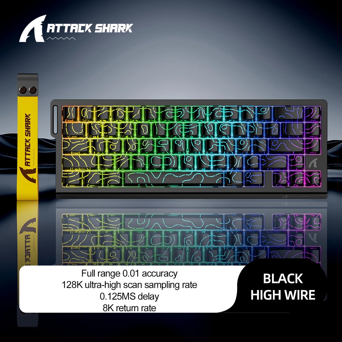 ATTACK SHARK X68HE Magnetic Keyboard Red Wired Mechanical for Pro Gaming 0.01mm Rapid Trigger 8000Hz SOCD/Rs 0.125ms 128K Rate