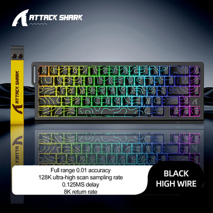 ATTACK SHARK X68HE Magnetic Keyboard Red Wired Mechanical for Pro Gaming 0.01mm Rapid Trigger 8000Hz SOCD/Rs 0.125ms 128K Rate