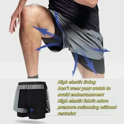 Pantaloncini da palestra da uomo Anime Demon Slayer ad asciugatura rapida, pantaloncini doppio strato 2 in 1, sportswear Y2K estate 2026, streetwear traspirante