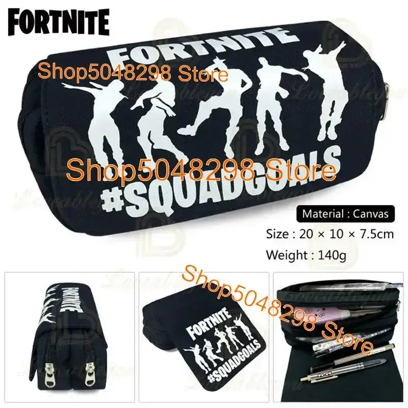 Astuccio grande in canvas kawaii per penne e matite, per ragazzi e ragazze, stampa Fortnite, articoli scolastici, cancelleria, regalo di compleanno per adolescenti