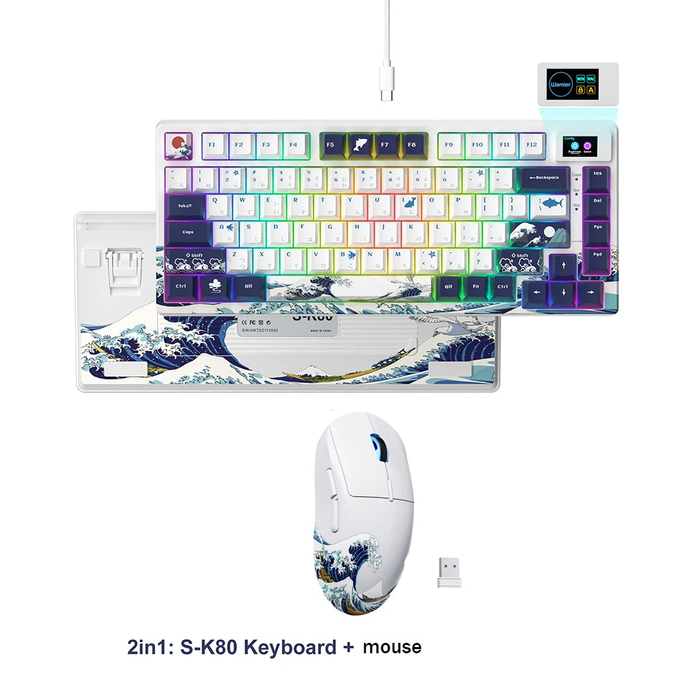 Womier S-K80 Keyboard Liquid 75% Hot Swap Keyboard with Color OLED Display Mechanical Gaming Keyboard Gasket Mount RGB for Windo