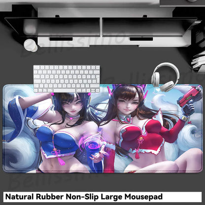 Accessori gaming O-Overwatch D-D.va Tappetino mouse grande Tappetino per tastiera e mouse PC Scrivania XXL Tappetini estesi Gamer Mausepad