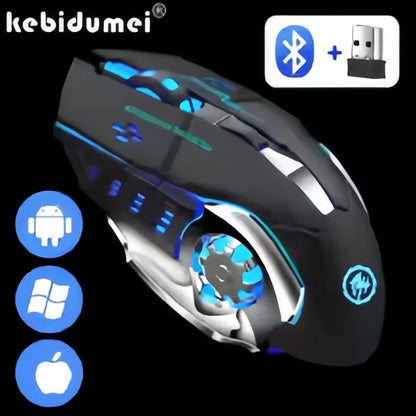 Rechargeable Wireless Gaming Mouse – Silent Bluetooth/USB, RGB Backlight, E-Sports for PC