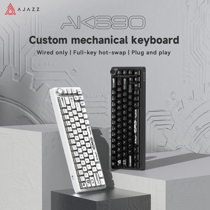 AJAZZ AK690 65% Mechanical Keyboard Full-key Hot-swap Wired USB Plug And Play Mixed Light 68 Keys Gaming Keyboard For Laptop PC
