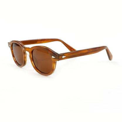 Polariserade solglasögon för män och kvinnor, Johnny Depp-inspirerade solglasögon i Lemtosh-stil, retro, runda, acetatbåge, UV400-glas, Oculos