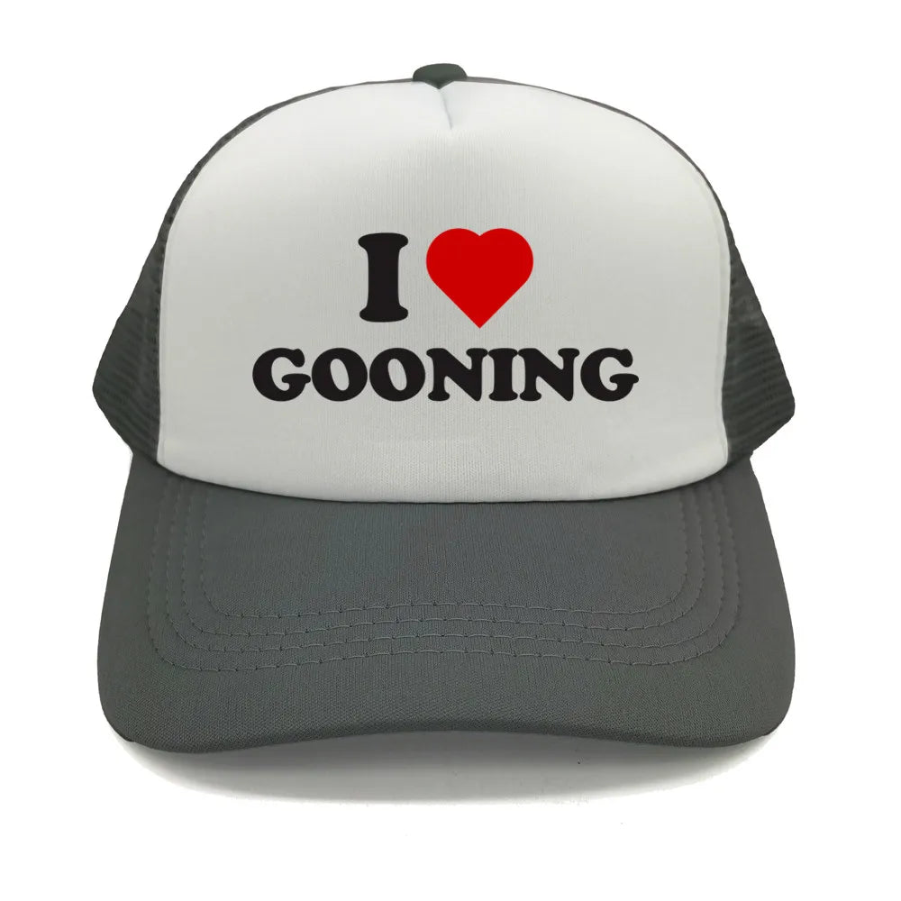 Funny I Love Gooning Baseball Caps Cool Summer Men Mesh Net Hat Humor Trucker Cap Unisex Outdoor Mesh Net Caps MZ-080