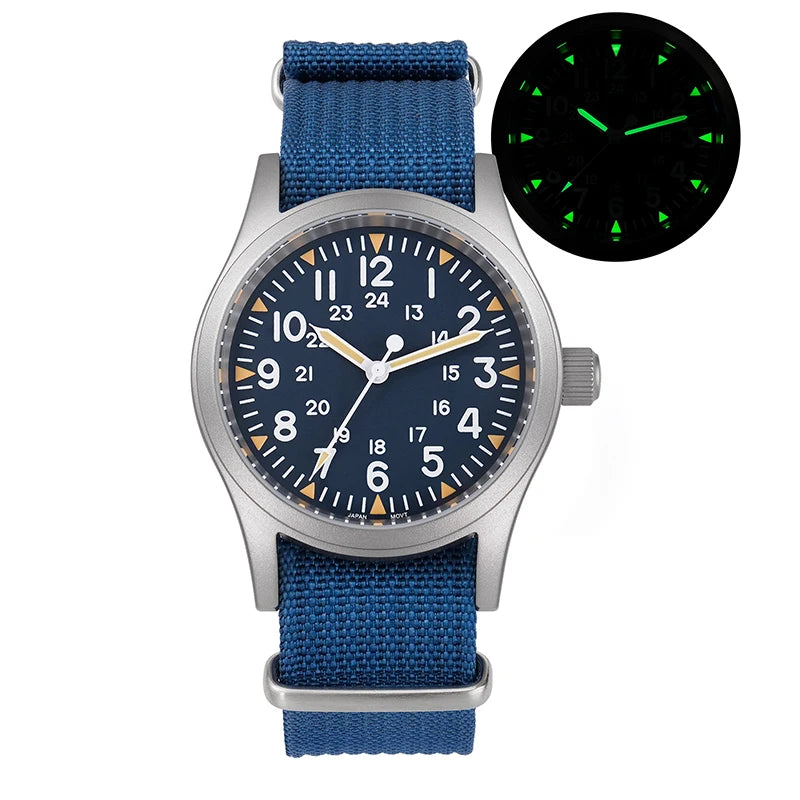Militado ML05 38mm Men Watch VH31 Quartz Military Watches Domed Sapphire AR Coating 100m Waterproof Stainless Steel Wristwatch