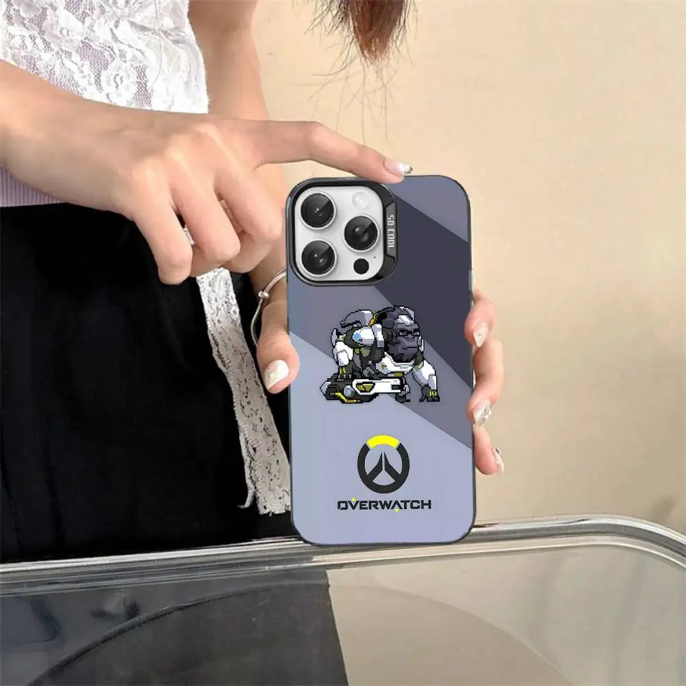 Game O-Overwatch Pixel Style Phone Case For iPhone 17 16 15 14 13 12 11 Pro MAX Matte Shockproof Back Anti-Fall Matte Cover