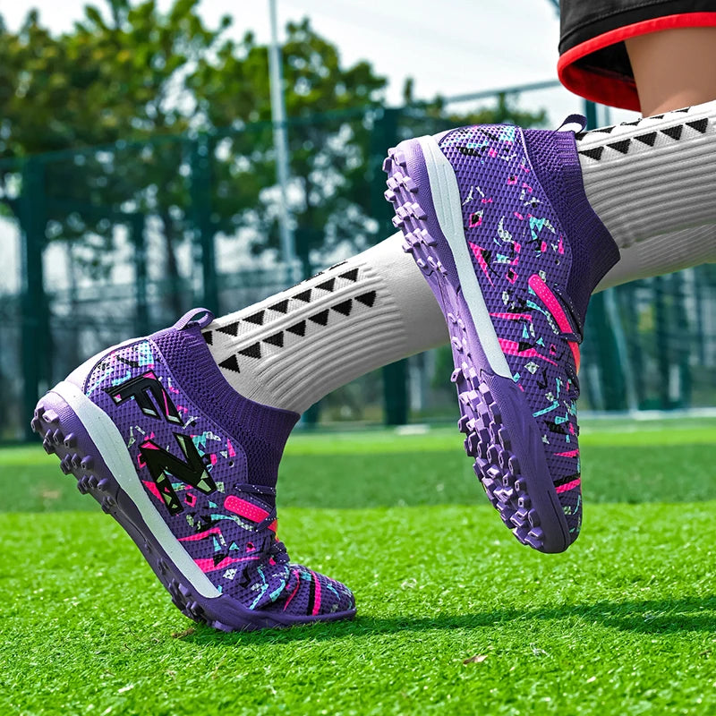 Botas de fútbol LiXingMing para hombre, blancas, profesionales, de caña alta, tacos de fútbol society, calzado de fútbol antideslizante para partido y entrenamiento