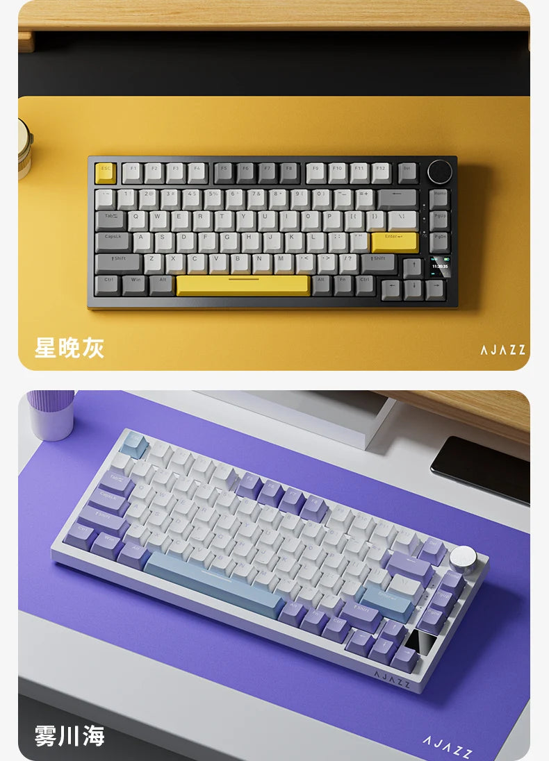 AJAZZ AK820 / AK820Pro Gaming Mechanical Keyboard 75% 82 Keys Wired Single Mode/Bluetooth Wireless Gamer Keyboard for Laptop PC