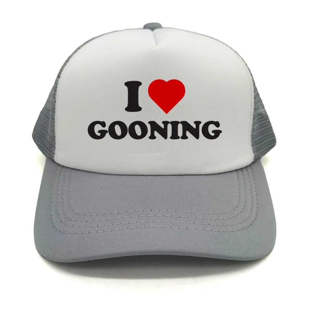 Funny I Love Gooning Baseball Caps Cool Summer Men Mesh Net Hat Humor Trucker Cap Unisex Outdoor Mesh Net Caps MZ-080