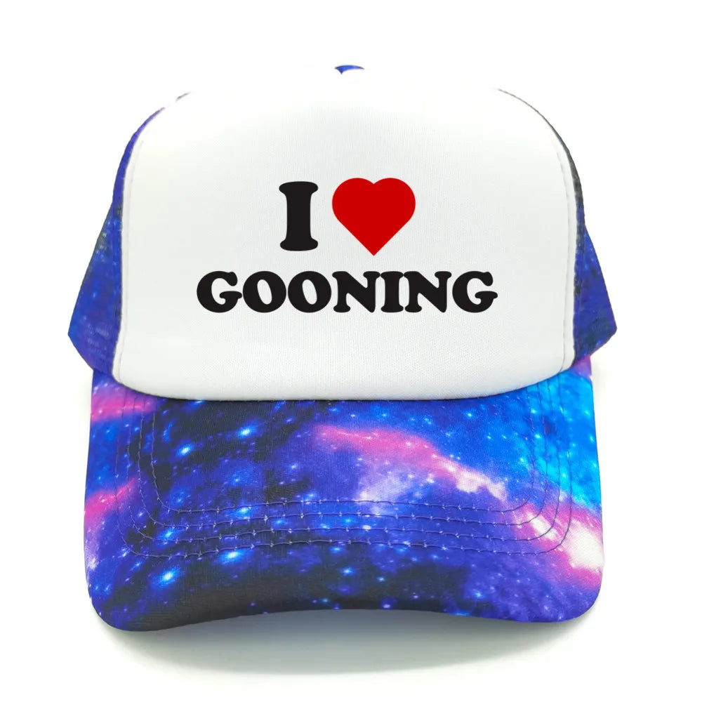 Funny I Love Gooning Baseball Caps Cool Summer Men Mesh Net Hat Humor Trucker Cap Unisex Outdoor Mesh Net Caps MZ-080
