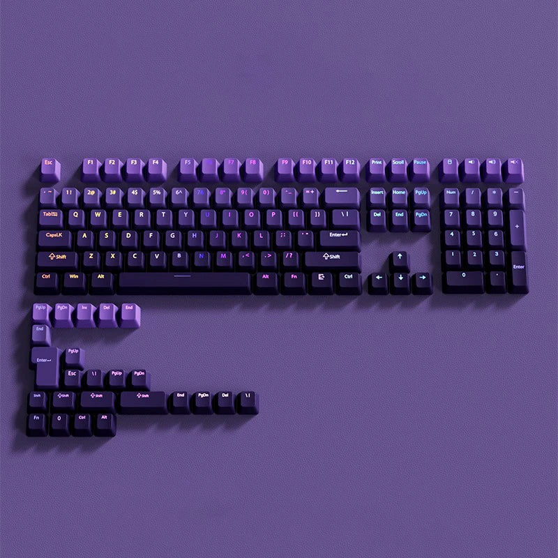 Teclas Gamer RGB retroiluminadas em degradé para teclado mecânico com switch MX, perfil OEM, PBT, branco e azul, layout ISO, teclas DIY